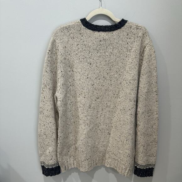 Eddie Bauer Sweater Large Oatmeal/grey Fisherman Wool Blend Pullover Crewneck - Picture 4 of 5